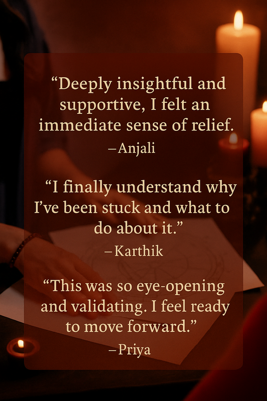 Testimonial Feedback Text quotes on a piece of paper with candles in the background